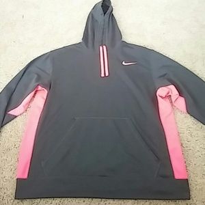Grey Nike hoodie with fluorescent pink accents